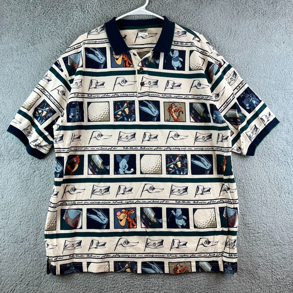 Vintage Disney Vintage All Over Print Tigger  Golf Polo Winnie Pooh XXL